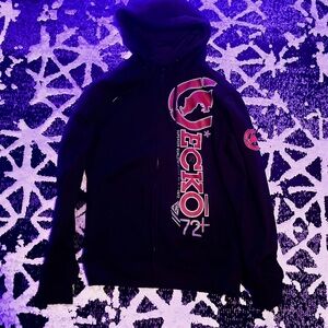 ecko zip up hoodie,red and black